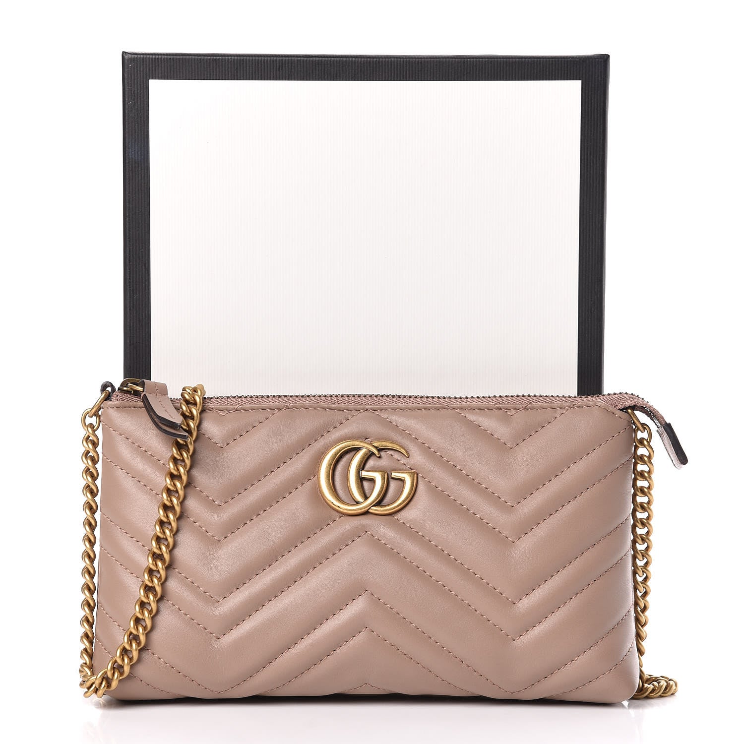 Gucci Calfskin Matelasse Mini GG Marmont Chain Bag Porcelain Rose 12 of 12