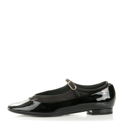 Chanel Patent Calfskin Mary Jane Ballerina Flats 39.5 Black 1 of 7