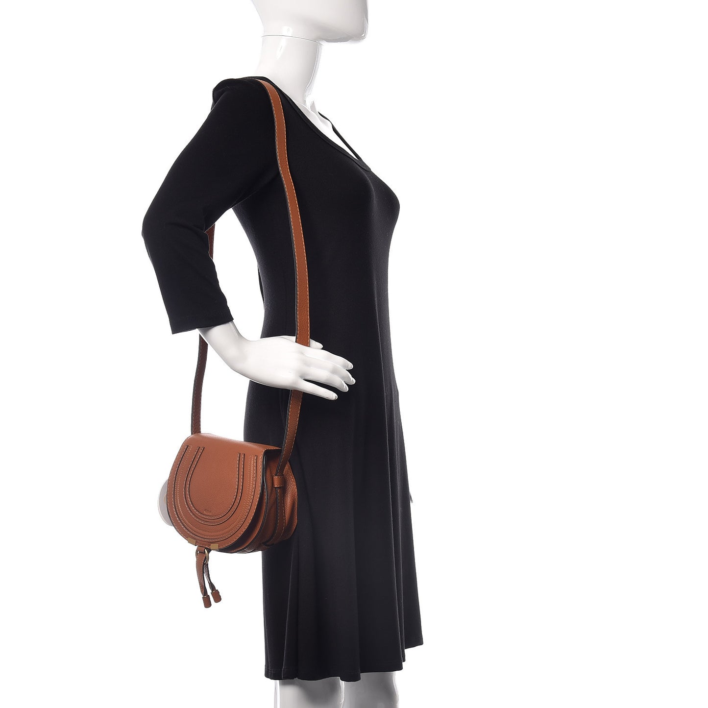 Calfskin Mini Marcie Round Crossbody Bag Tan