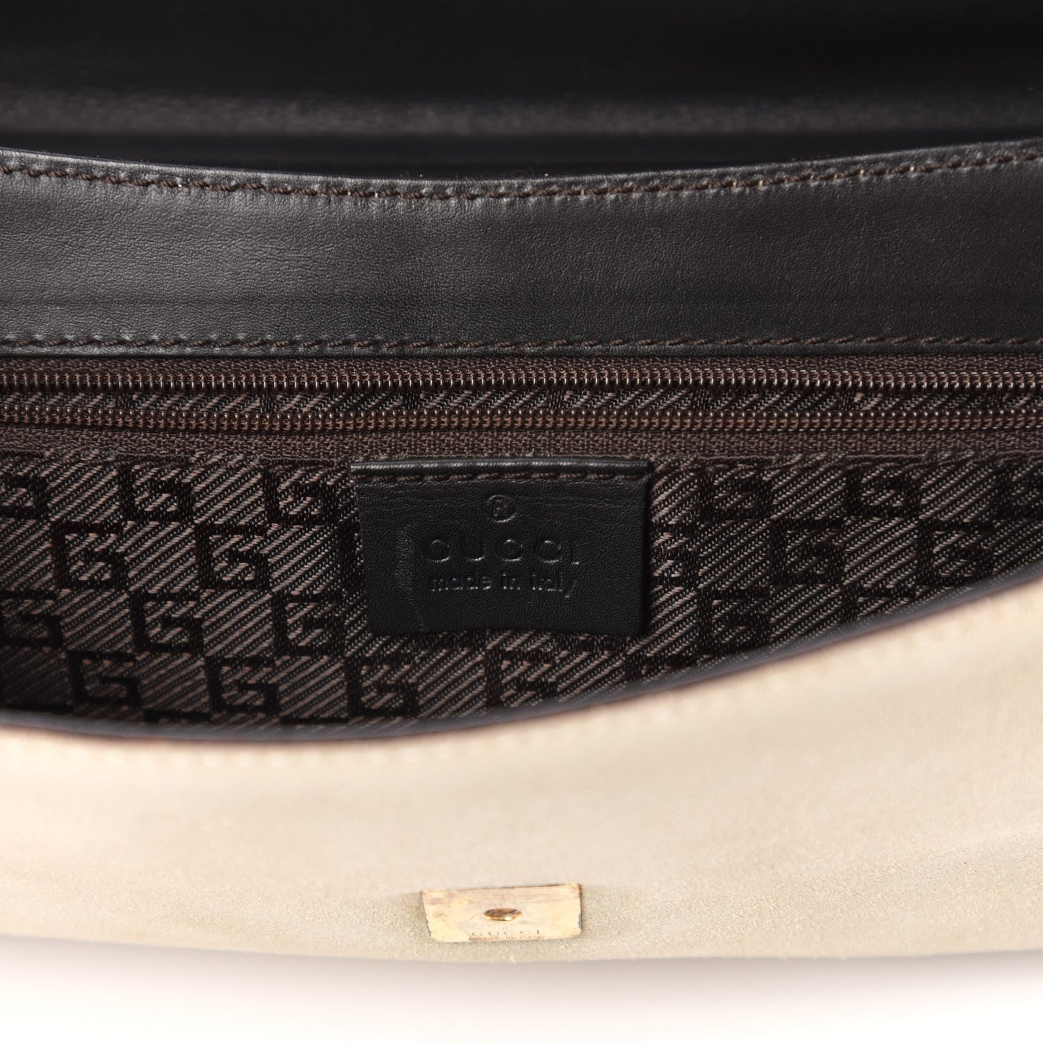 Gucci Suede Bamboo Handle Shoulder Bag White 8 of 11