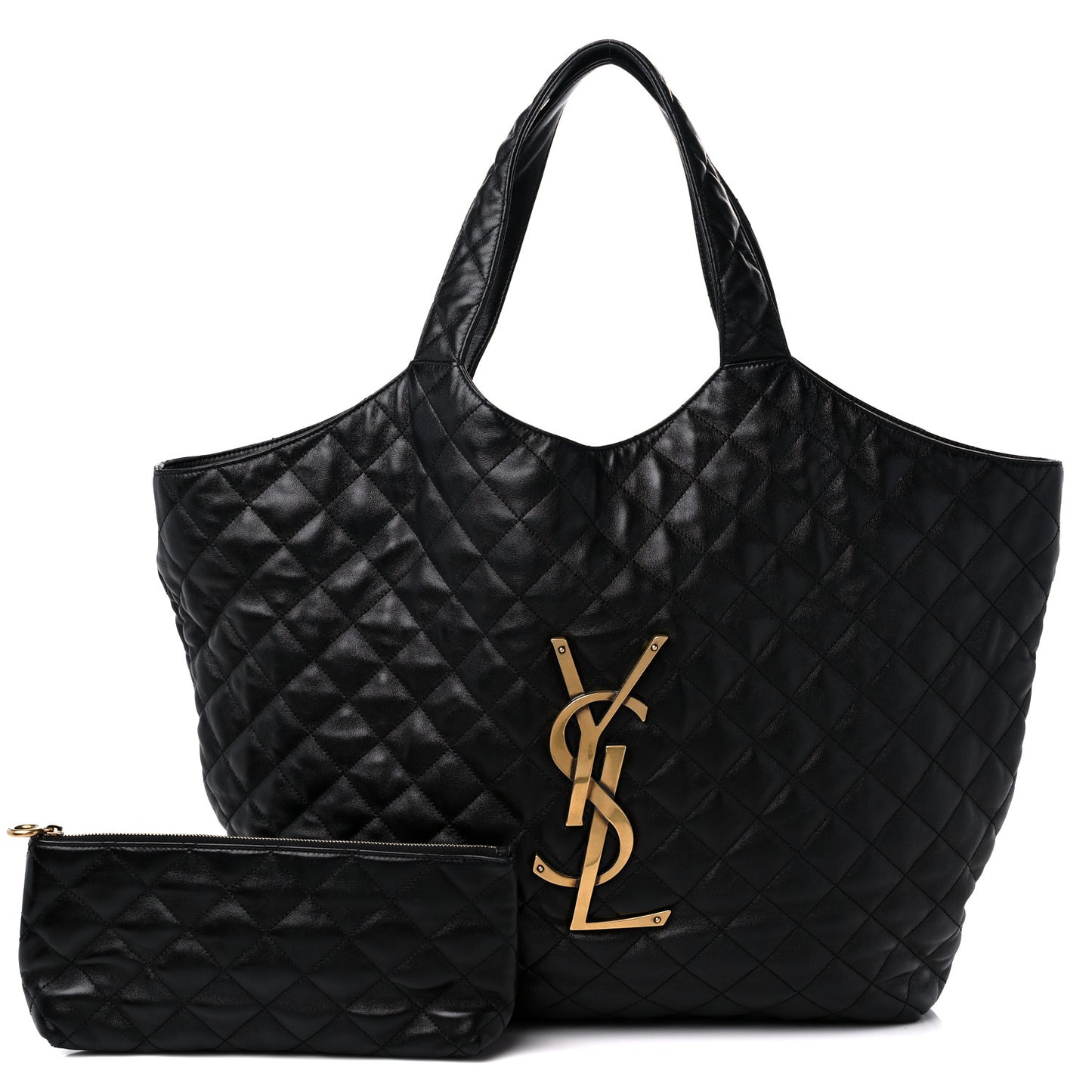 Lambskin Quilted Maxi Icare Shopping Tote Black
