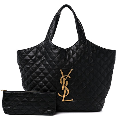 Saint Laurent Lambskin Quilted Maxi Icare Shopping Tote Black 1 of 10