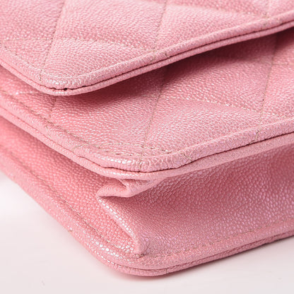 Chanel Iridescent Caviar Quilted Wallet on Chain WOC Rose Pink 5 of 11