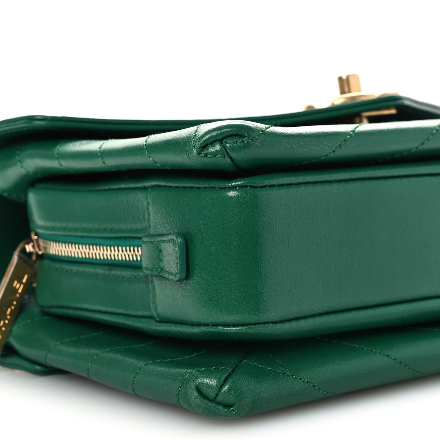 Lambskin Chevron Stitched Envelope Flap Bag Green