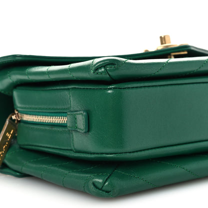 Chanel Lambskin Chevron Stitched Envelope Flap Bag Green 9 of 12