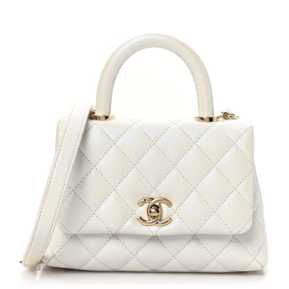 Chanel Iridescent Caviar Quilted Extra Mini Coco Handle Flap White 1 of 11