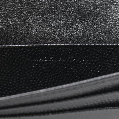 Saint Laurent Grain De Poudre Matelasse Chevron Monogram Card Case Black 7 of 8