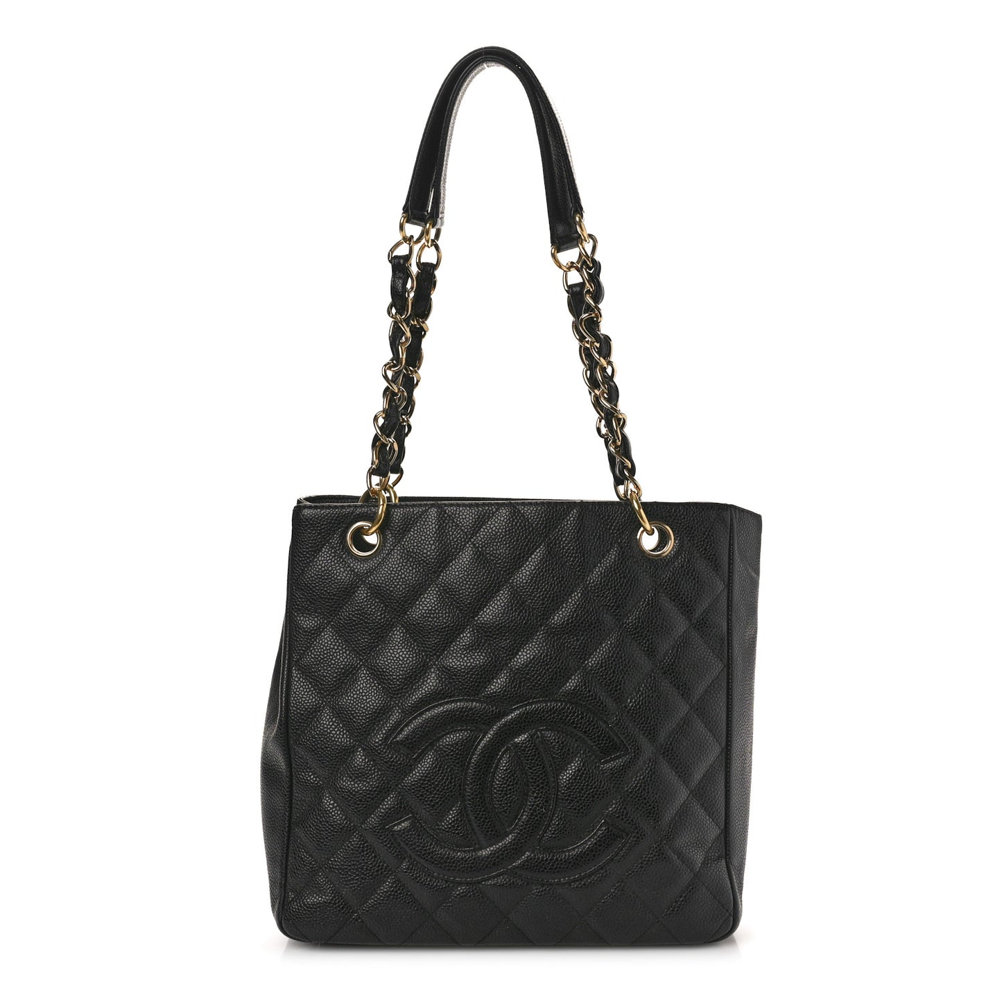Caviar Quilted Petit Shopping Tote PST Black