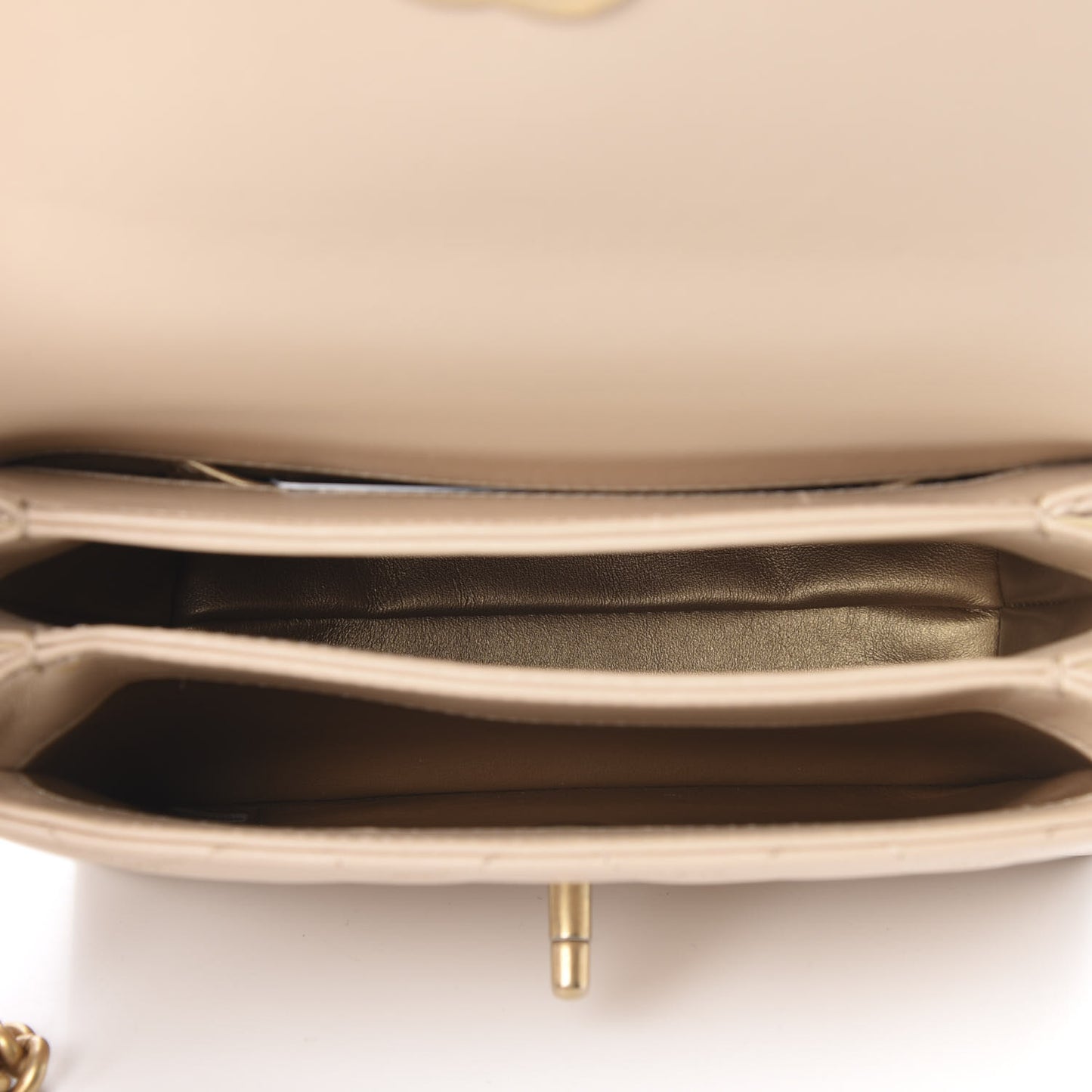 Lambskin Quilted Small Trendy Spirit Top Handle Bag Beige
