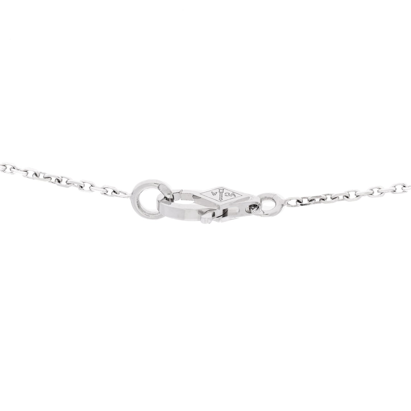 18K White Gold Diamond Sweet Alhambra Pendant Necklace