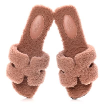 Hermes Woolskin Oran Sandals 35 Rose Aube 5 of 11