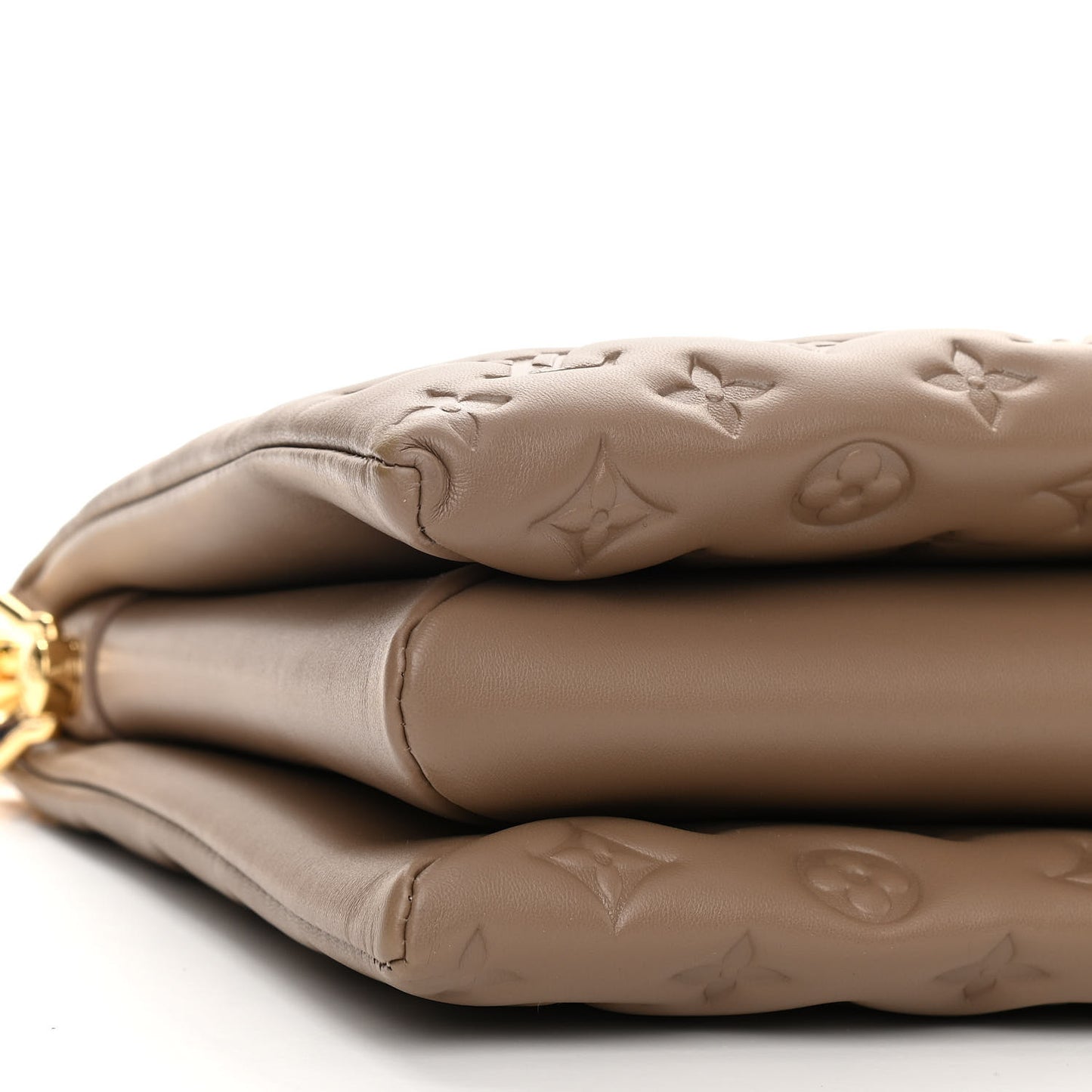 Lambskin Embossed Monogram Coussin MM Taupe