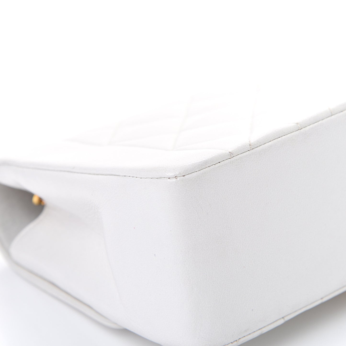 Lambskin Quilted Small Single Flap White
