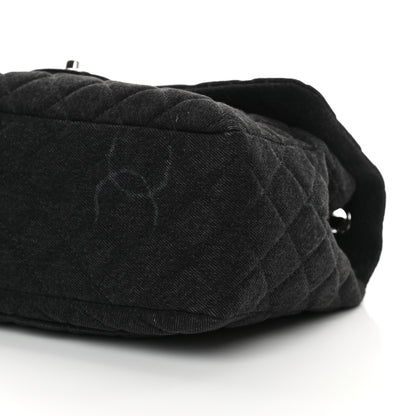 Chanel Denim Quilted CC Print Jumbo Single Flap Black 9 of 9