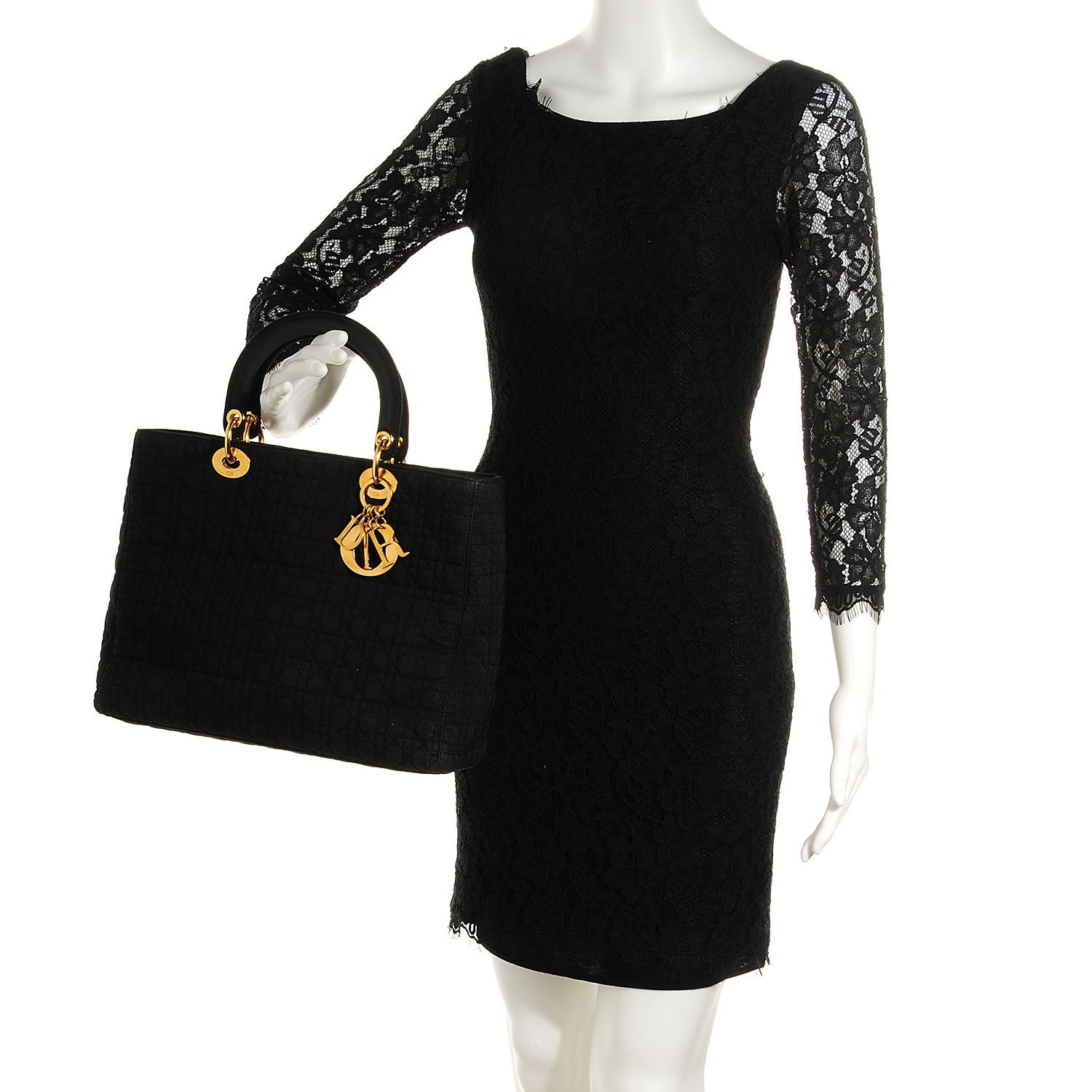 Christian Dior Nylon Cannage Large Lady Dior Black 2 of 8