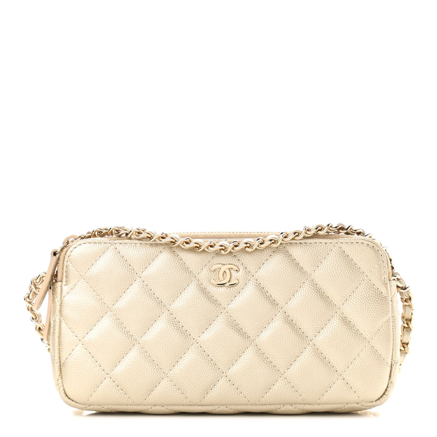 Chanel Metallic Caviar Quilted Small Clutch With Chain Gold 1 of 14