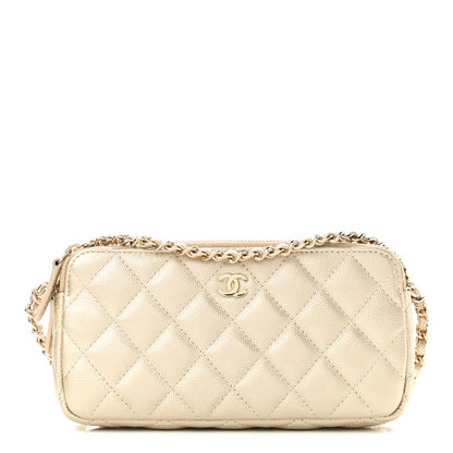 Chanel Metallic Caviar Quilted Small Clutch With Chain Gold 1 of 14