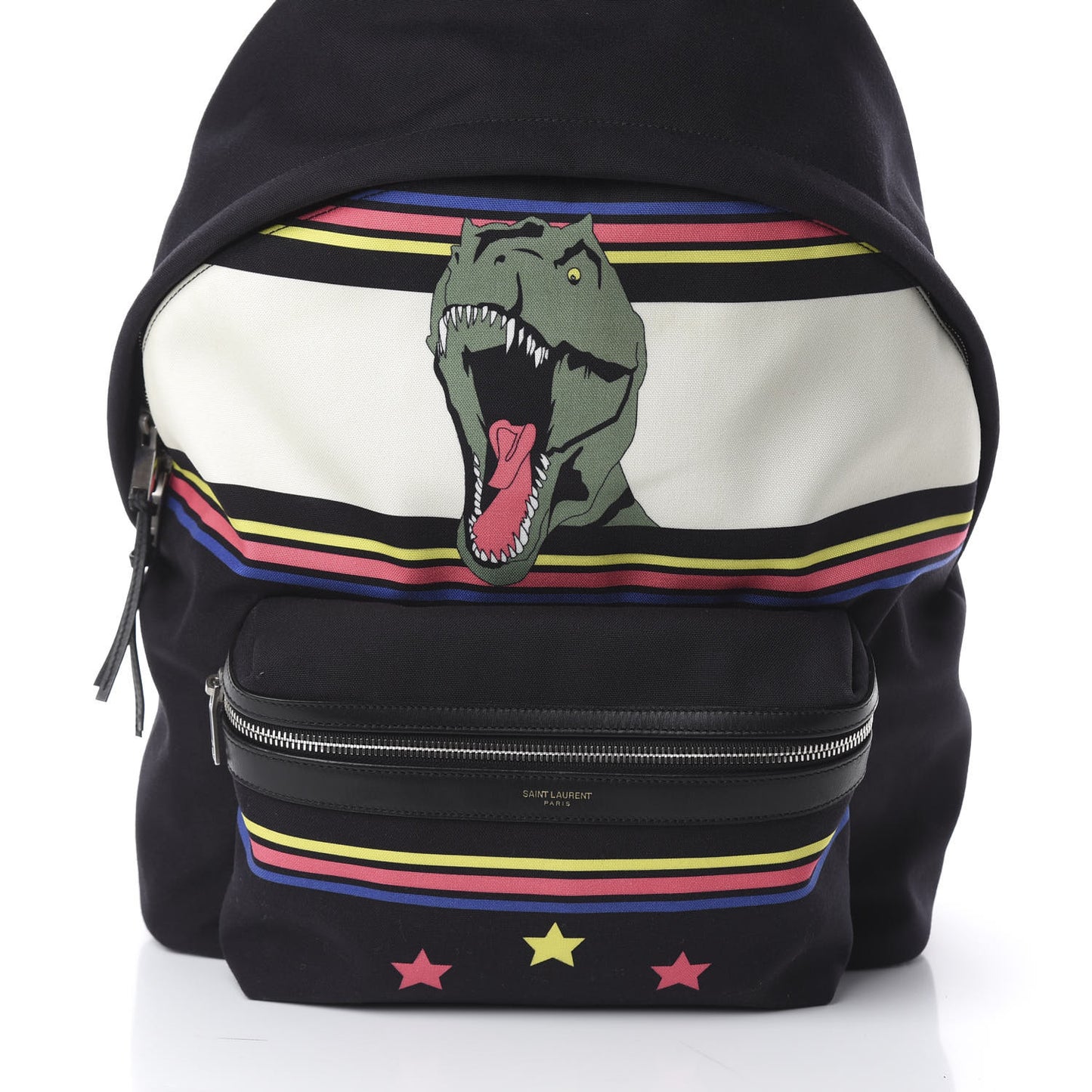 Nylon Twill Dinosaur Print City Backpack Black Multicolor