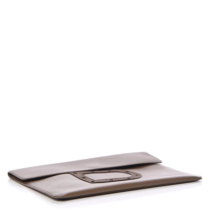 Delvaux Grained Calfskin D Flat Clutch Brown 4 of 12