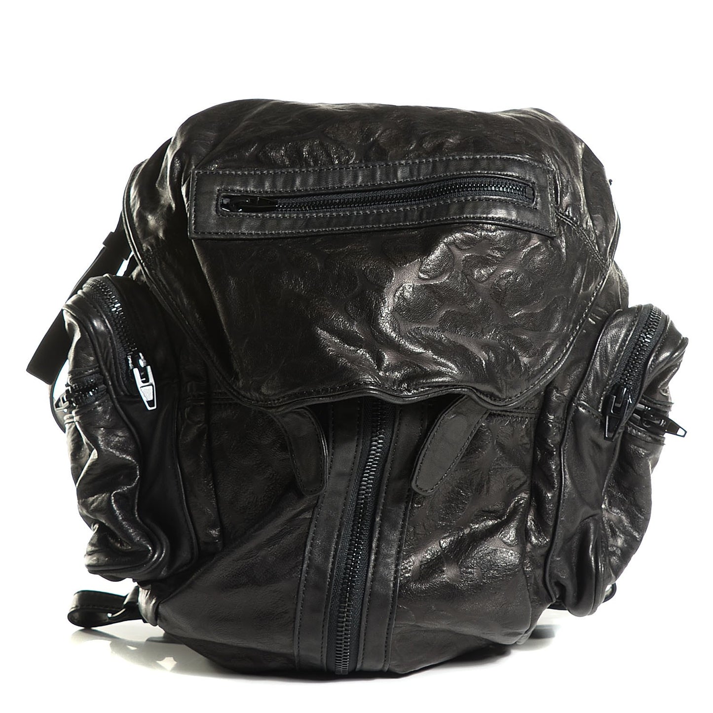 Lambskin Leopard Embossed Marti Backpack Washed Black Rhodium Hardware