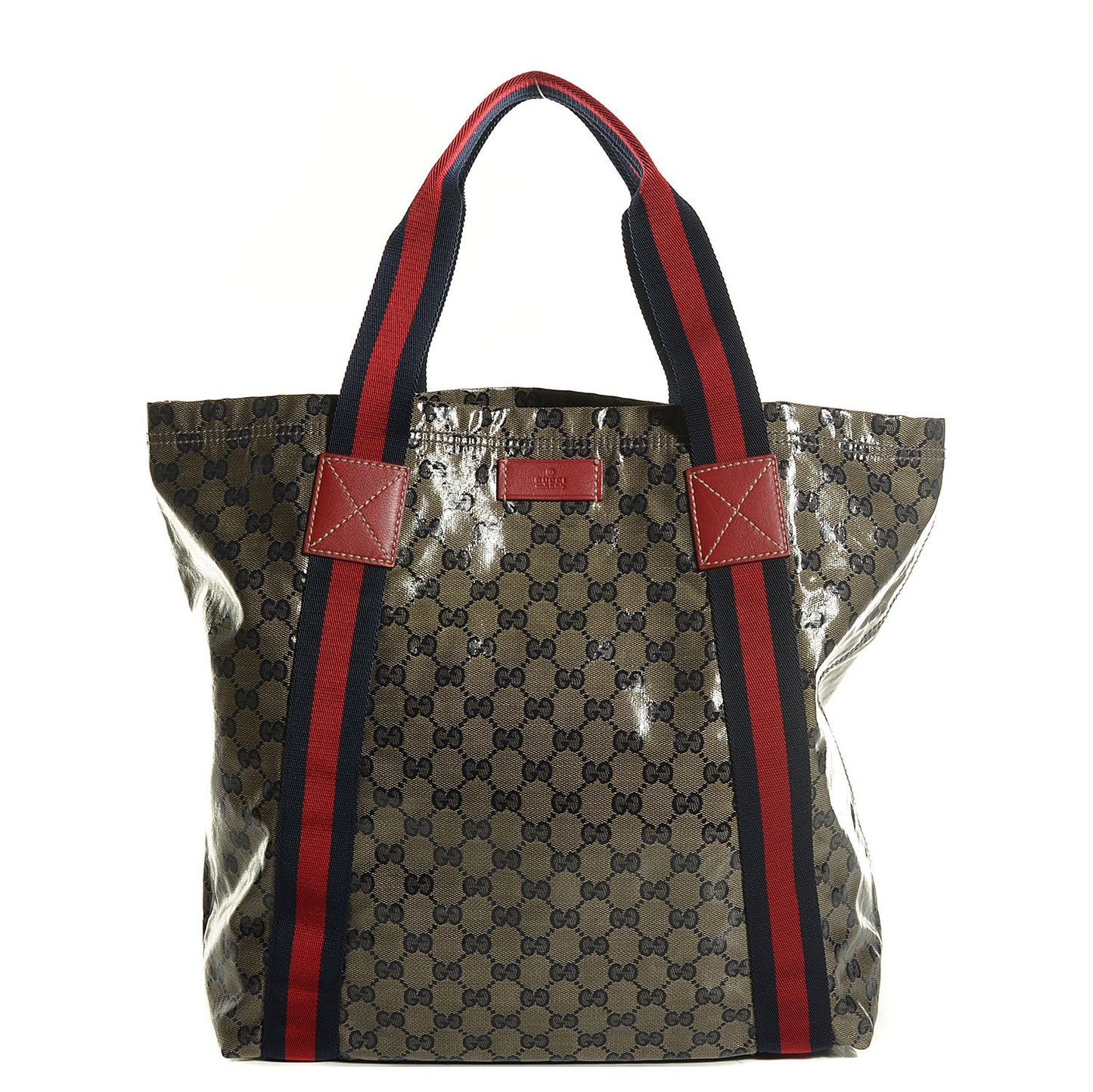 Crystal Monogram Medium Web Handle Vertical Tote Navy