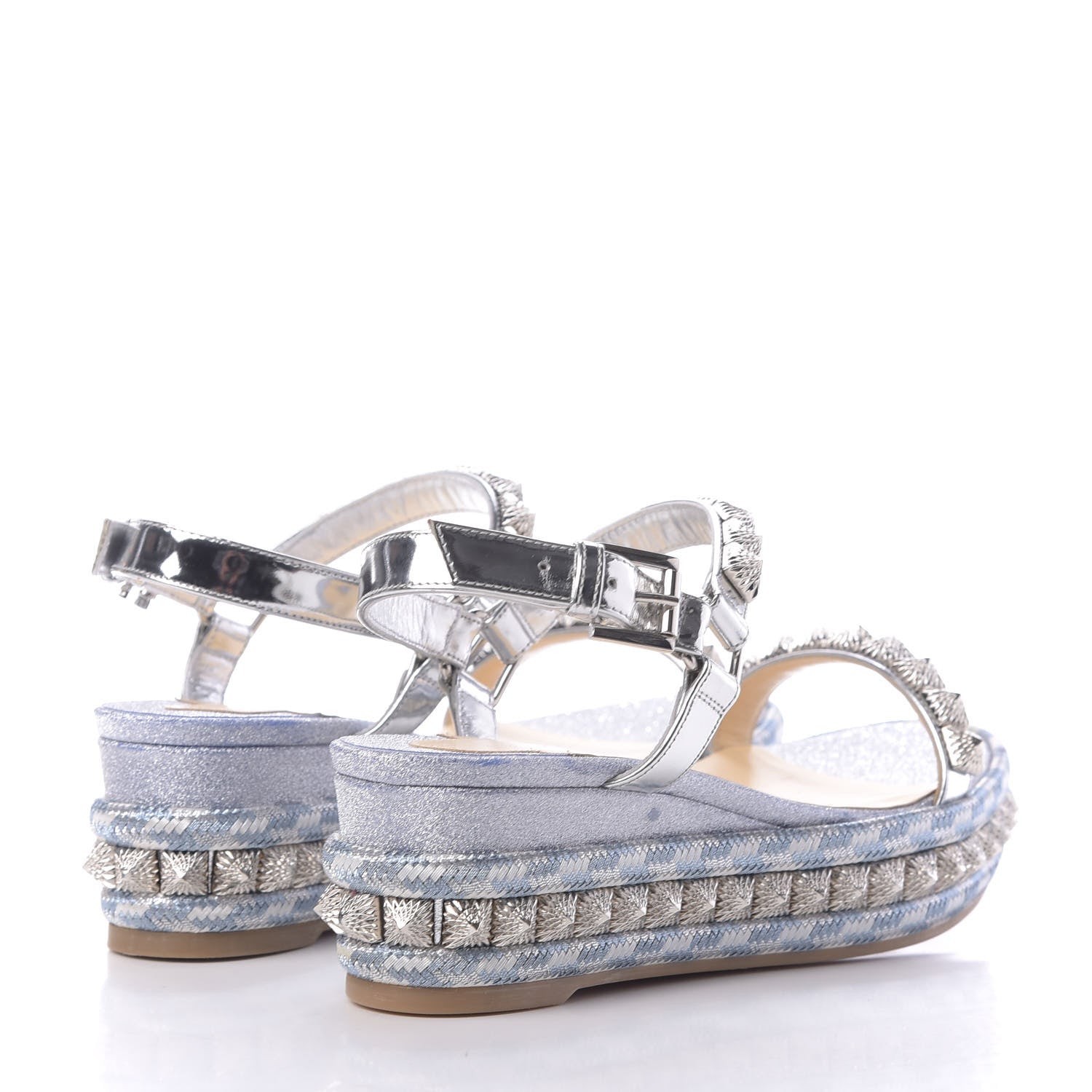 Christian Louboutin Patent Lurex Pira Ryad 60 Platform Sandals 36 Silver Blue 4 of 11