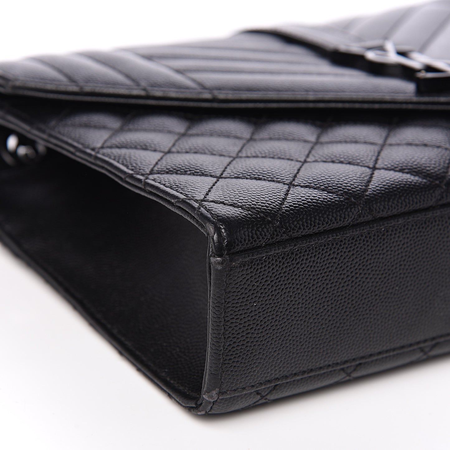 Grain De Poudre Textured Mixed Matelasse Triquilt Medium Monogram Satchel Black