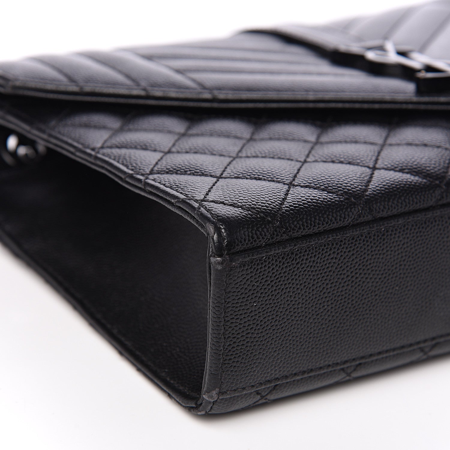 Saint Laurent Grain De Poudre Textured Mixed Matelasse Triquilt Medium Monogram Satchel Black 7 of 9