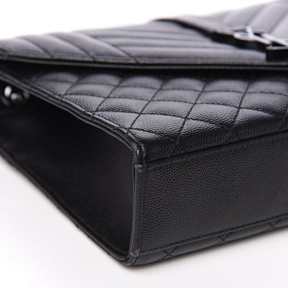 Saint Laurent Grain De Poudre Textured Mixed Matelasse Triquilt Medium Monogram Satchel Black 7 of 9