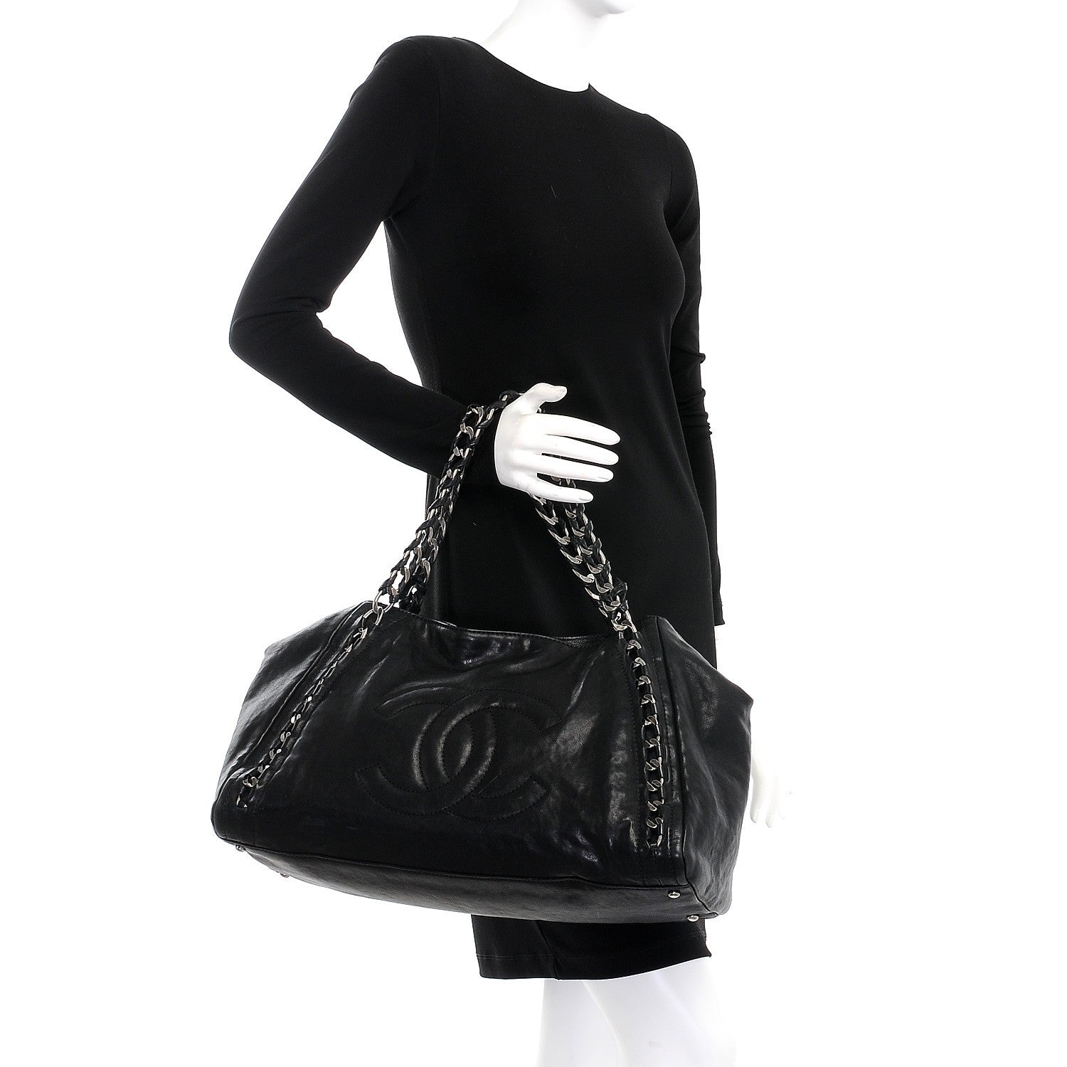 Chanel Glazed Calfskin East West Modern Chain Tote Black 2 of 7