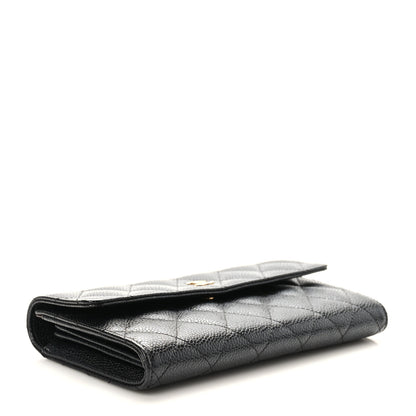 Chanel Caviar Quilted Large Gusset Flap Wallet Black 4 of 9
