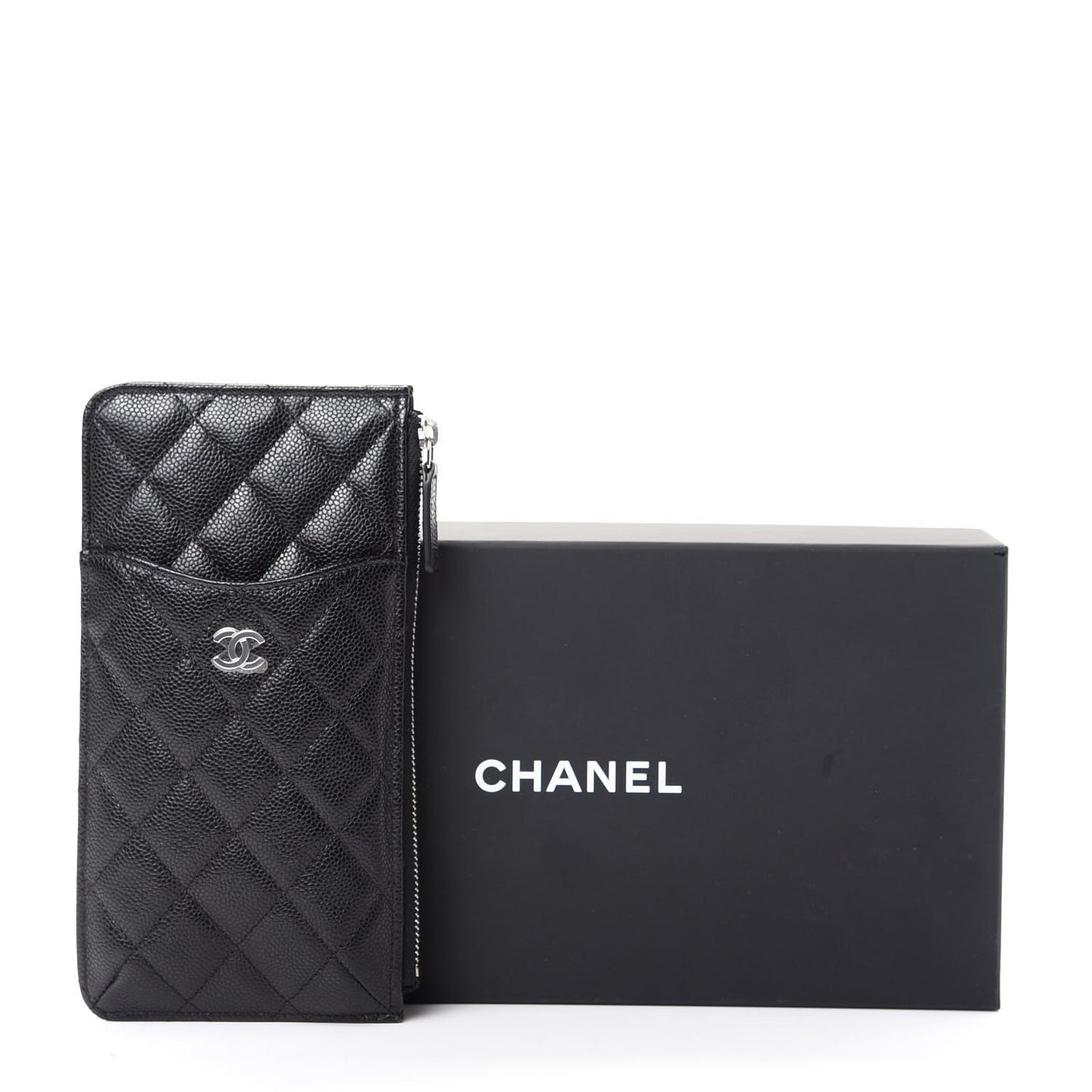 Caviar Quilted Classic Flat Wallet Pouch Black