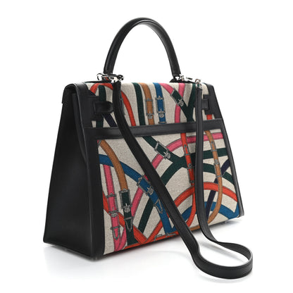 Hermes Swift Toile De Camp Cavalcadour Kelly Sellier 32 Black 3 of 11