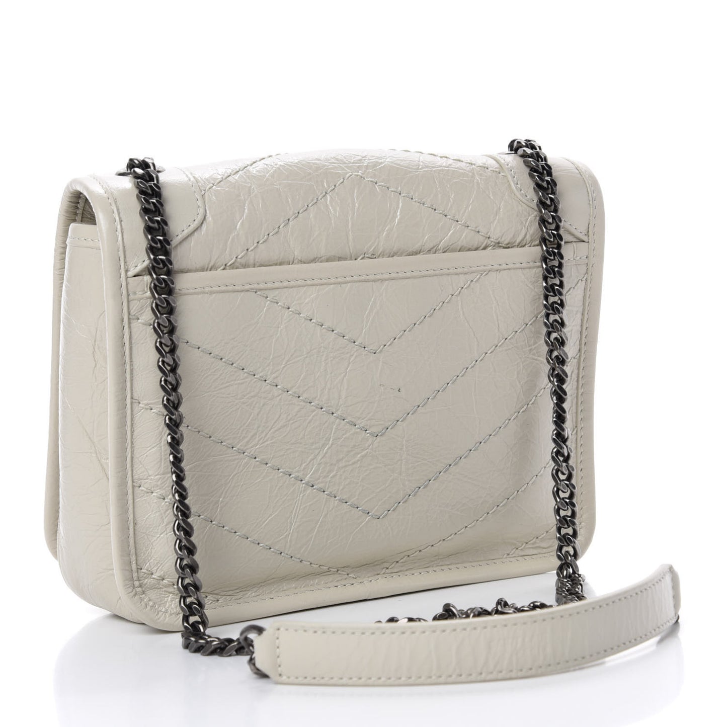 Crinkled Calfskin Matelasse Monogram Niki Chain Wallet Crema Soft