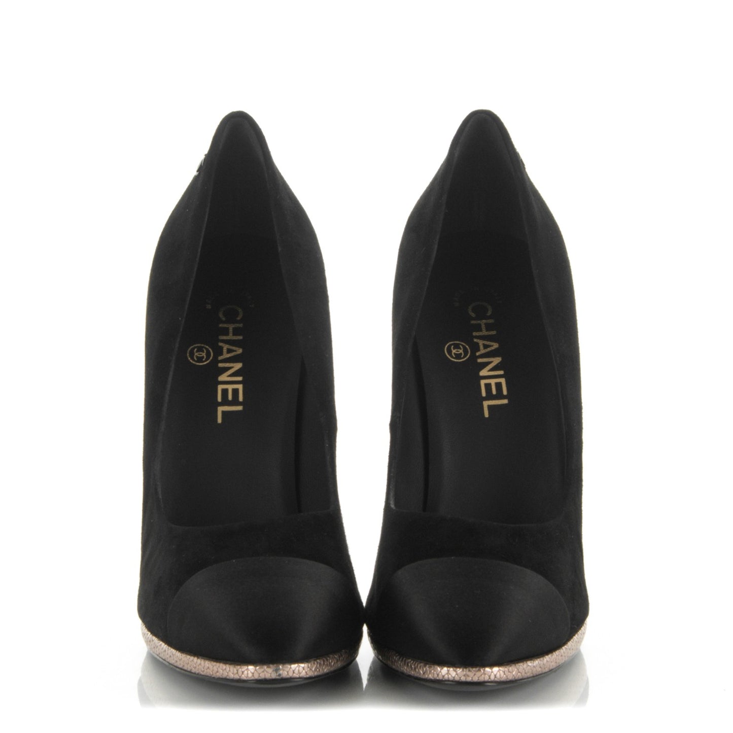 Suede Calfskin Satin Cap Toe CC Pumps 41 Black