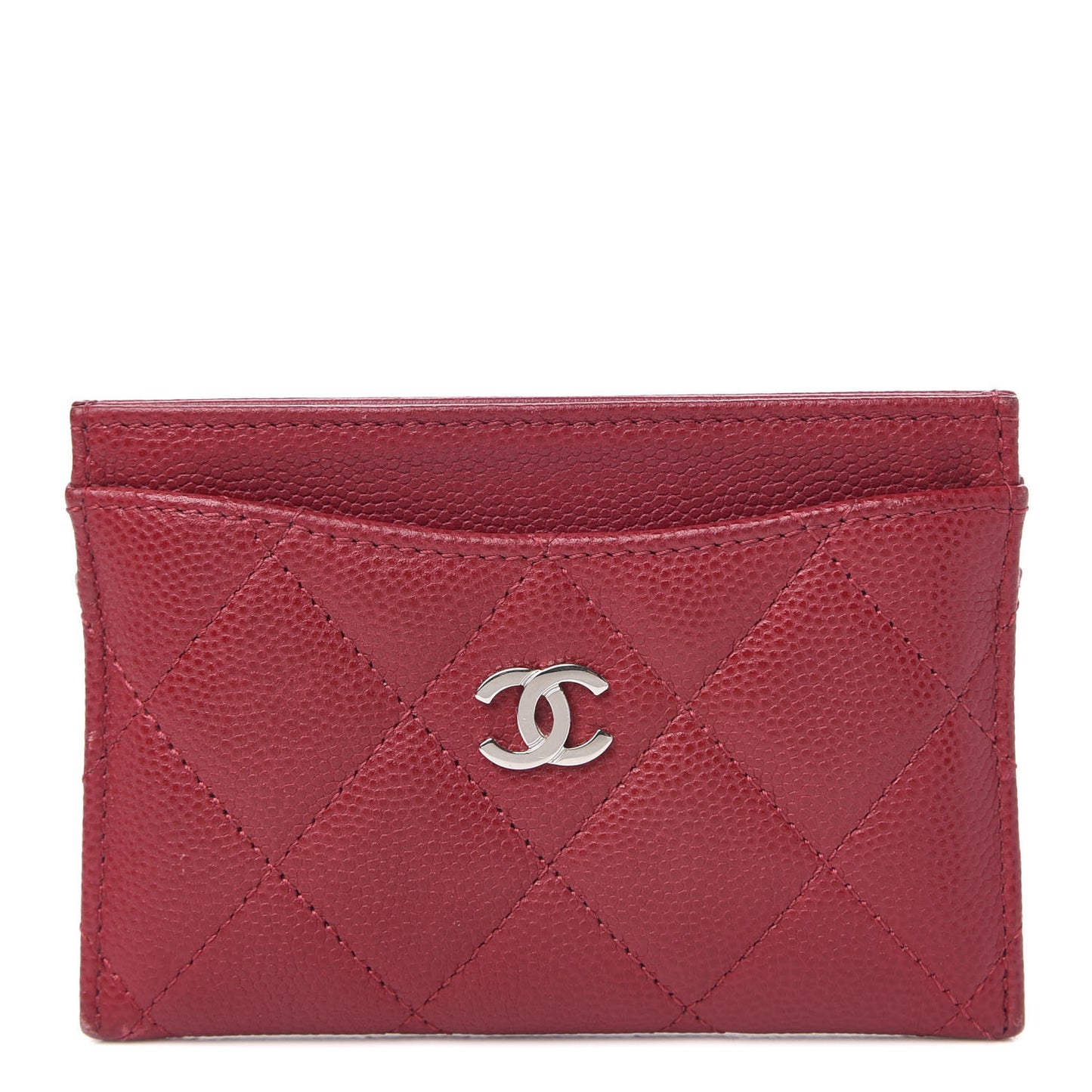 Caviar Quilted Card Holder Red