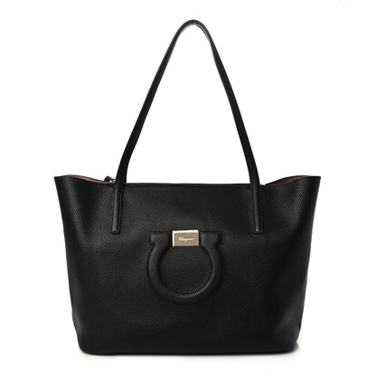 Salvatore Ferragamo Grainy Calfskin Medium Gancini Tote Black 2 of 6