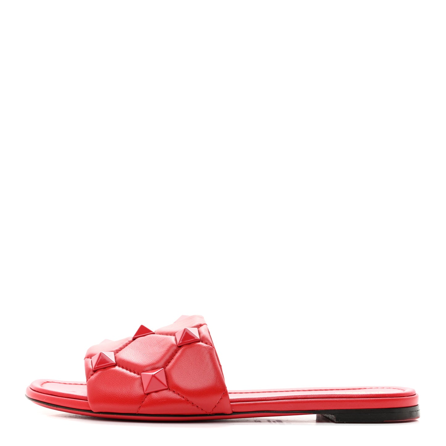 Nappa Monochrome Roman Stud Flat Slide Sandals 39.5 Rouge Pur