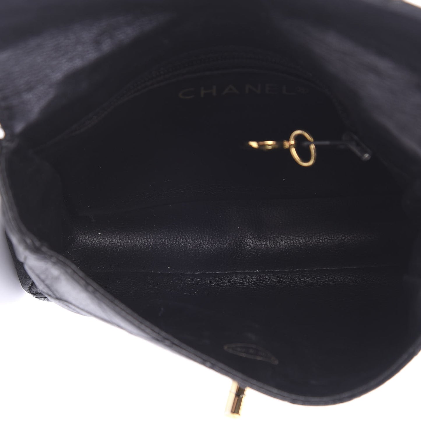 Calfskin Diamond Embossed Flap Waist Belt Bag Black