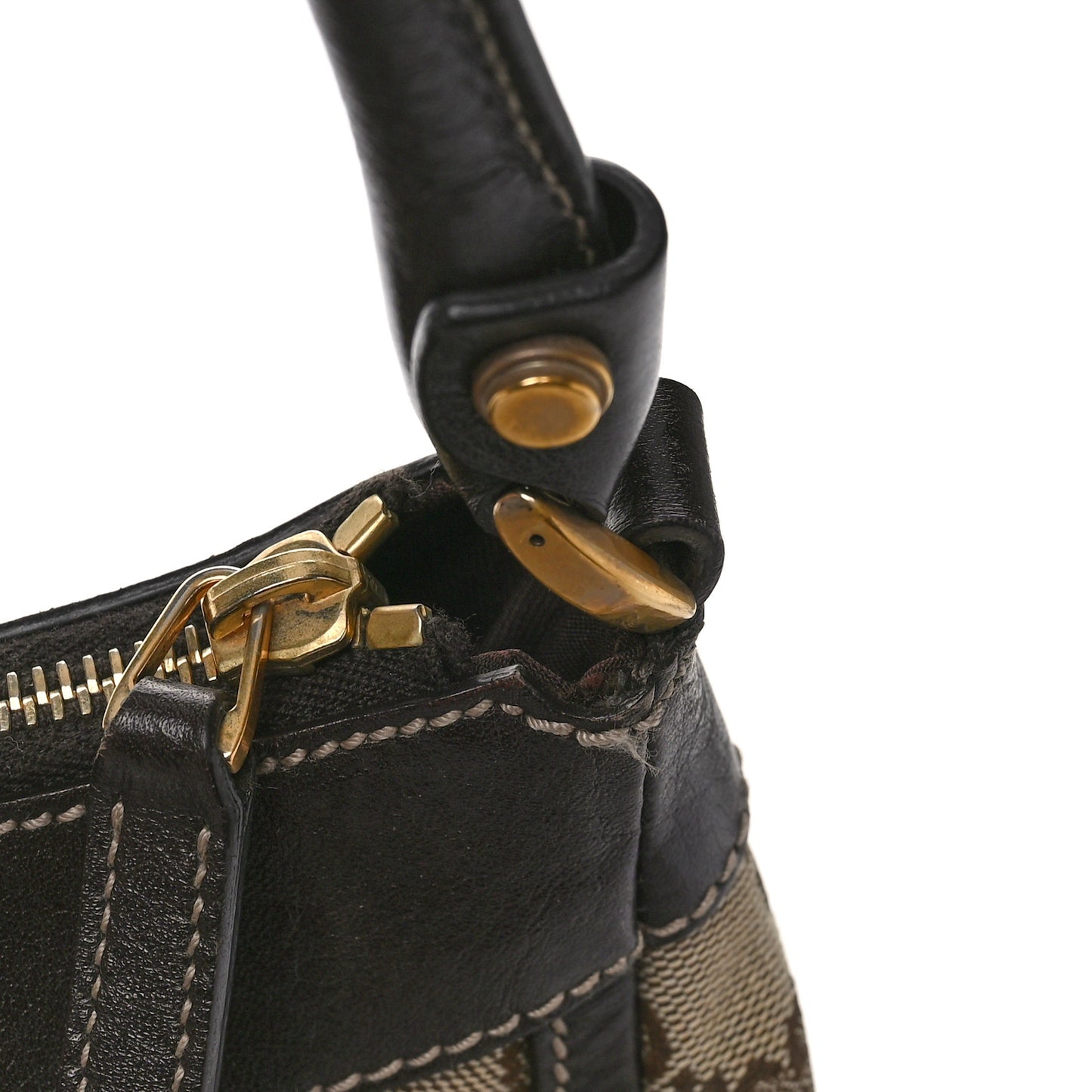 Monogram Medium D Gold Ring Hobo Dark Brown