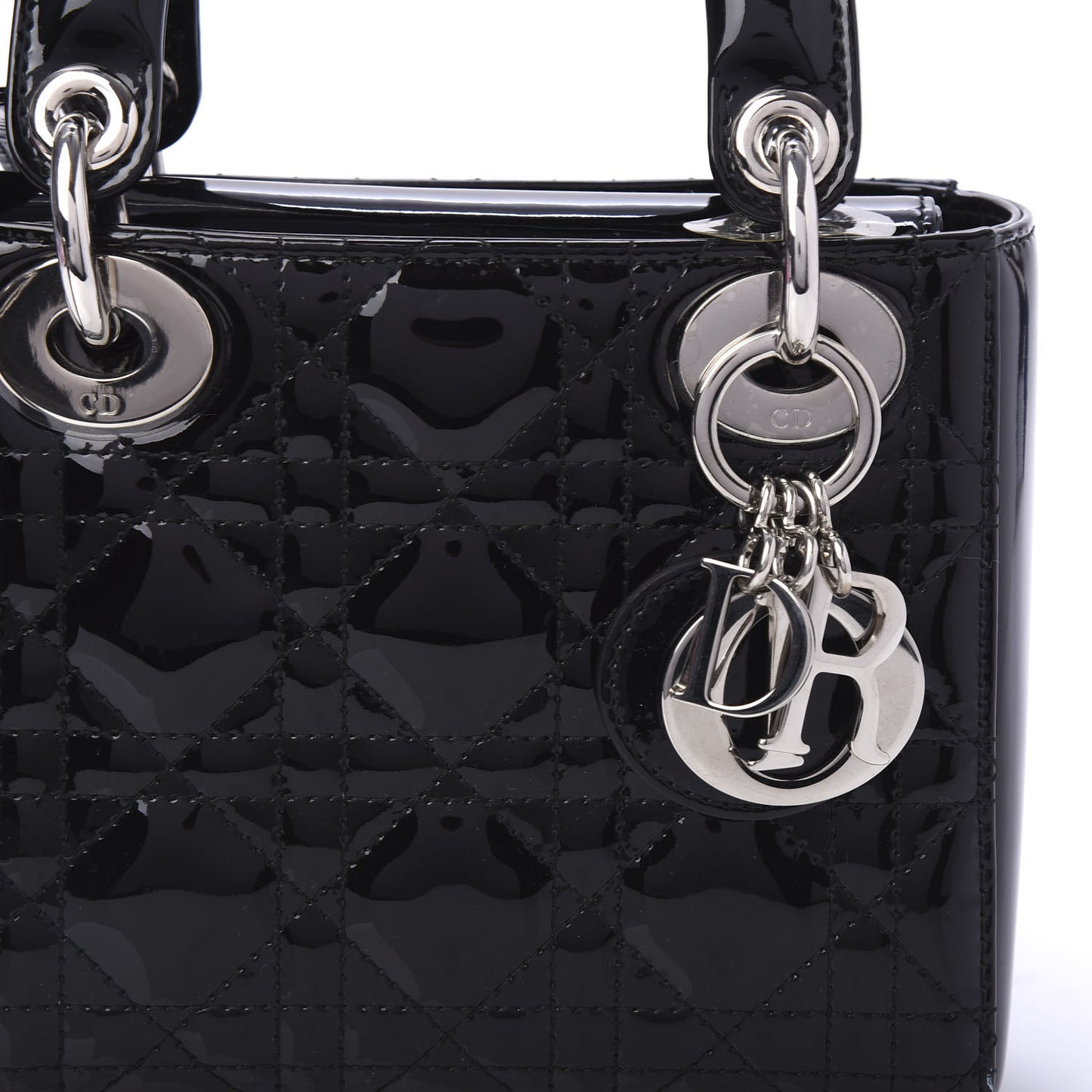 Patent Cannage Mini Lady Dior Black