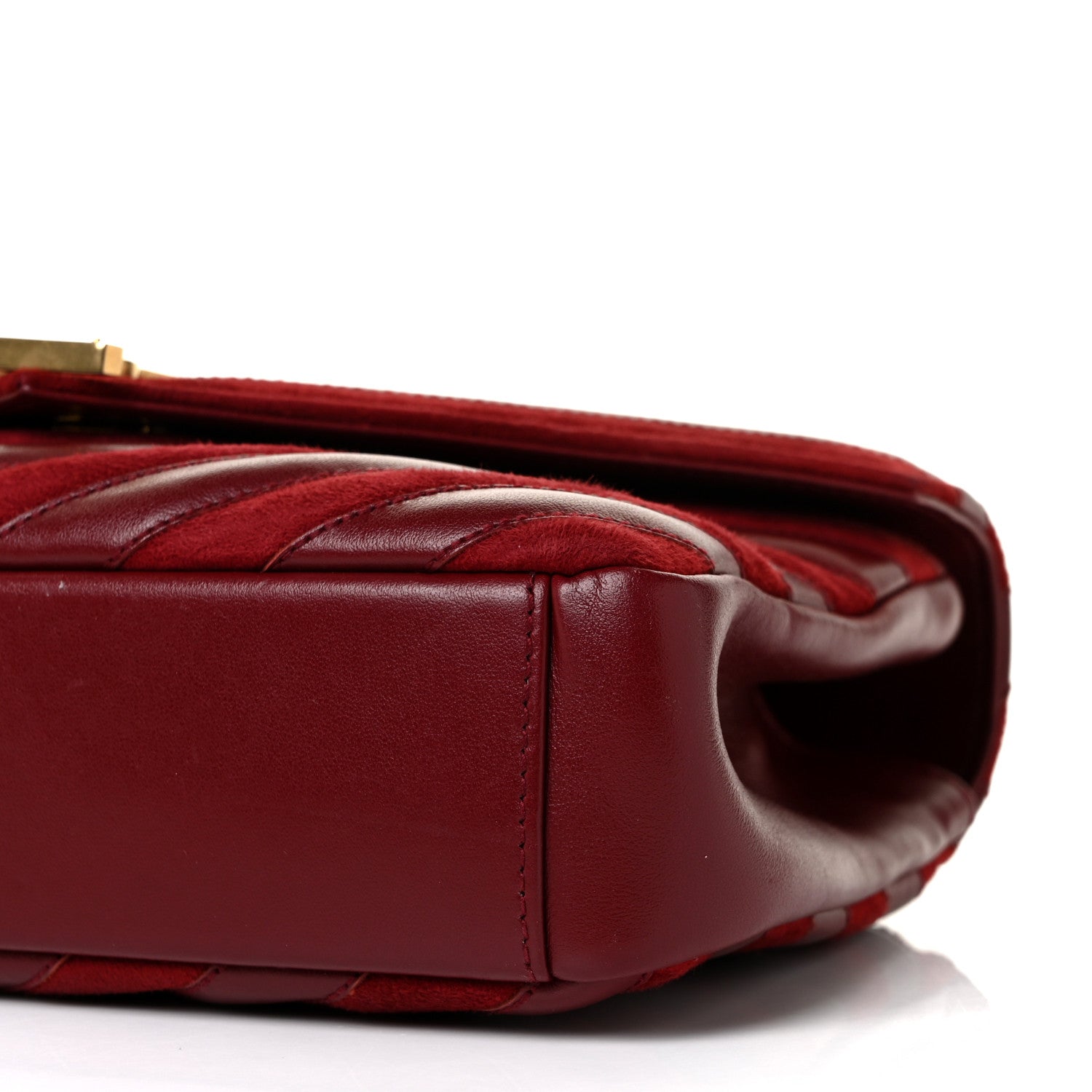 Saint Laurent Calfskin Suede Matelasse Chevron Medium Monogram College Bag Burgundy 8 of 8
