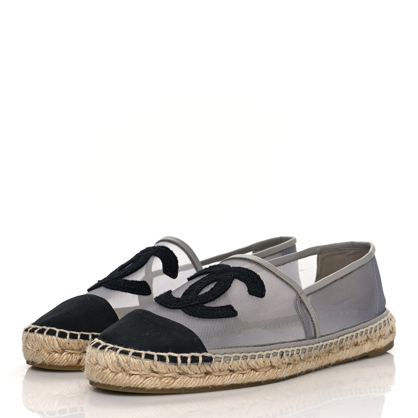 Mesh Grosgrain CC Espadrilles 40 Grey