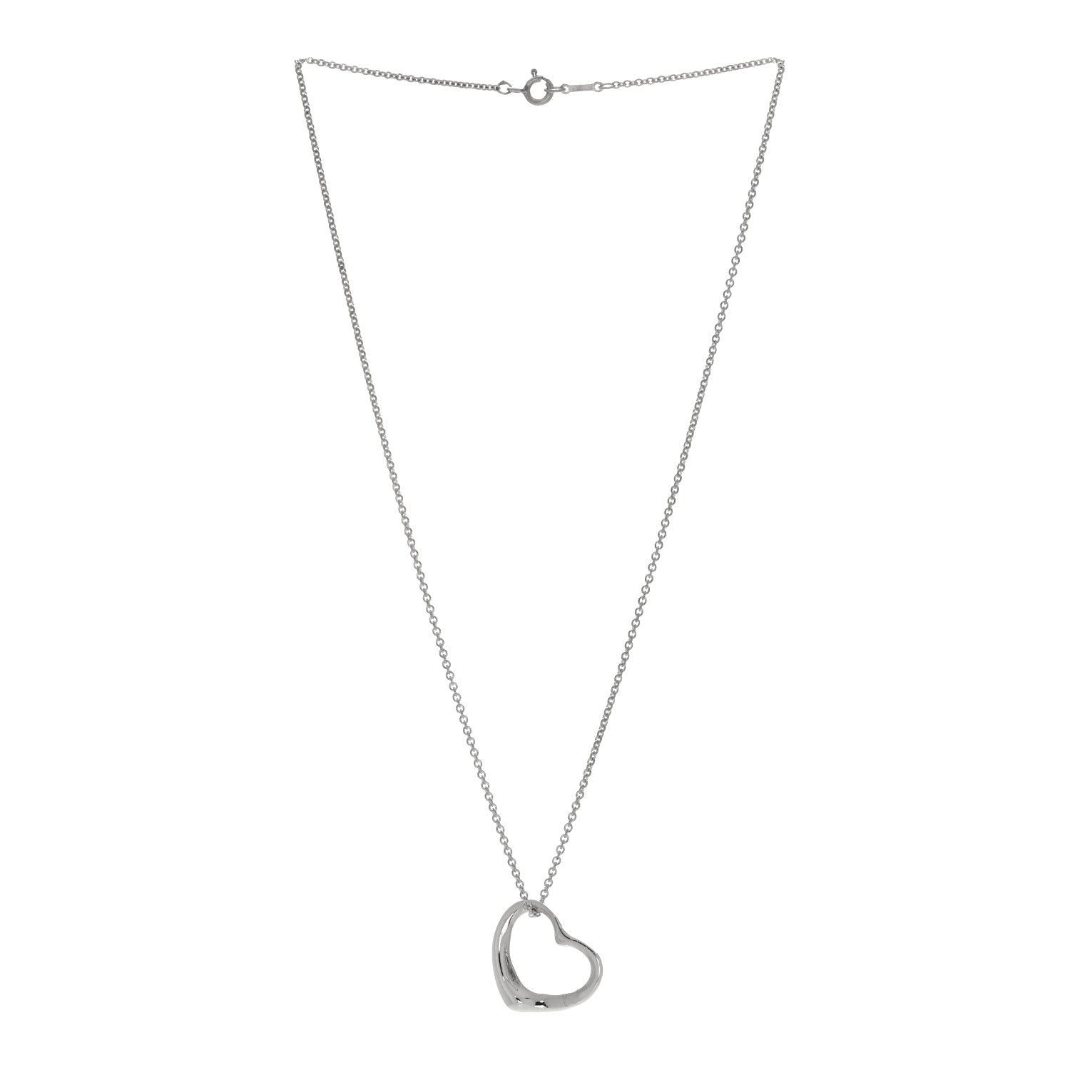 Tiffany Sterling Silver Elsa Peretti 22mm Open Heart Pendant Necklace 2 of 4