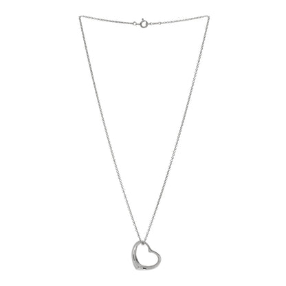 Tiffany Sterling Silver Elsa Peretti 22mm Open Heart Pendant Necklace 2 of 4