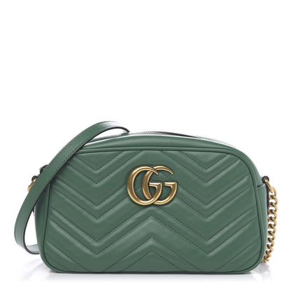 Gucci Calfskin Matelasse Small GG Marmont Chain Shoulder Bag Emerald Green 1 of 11