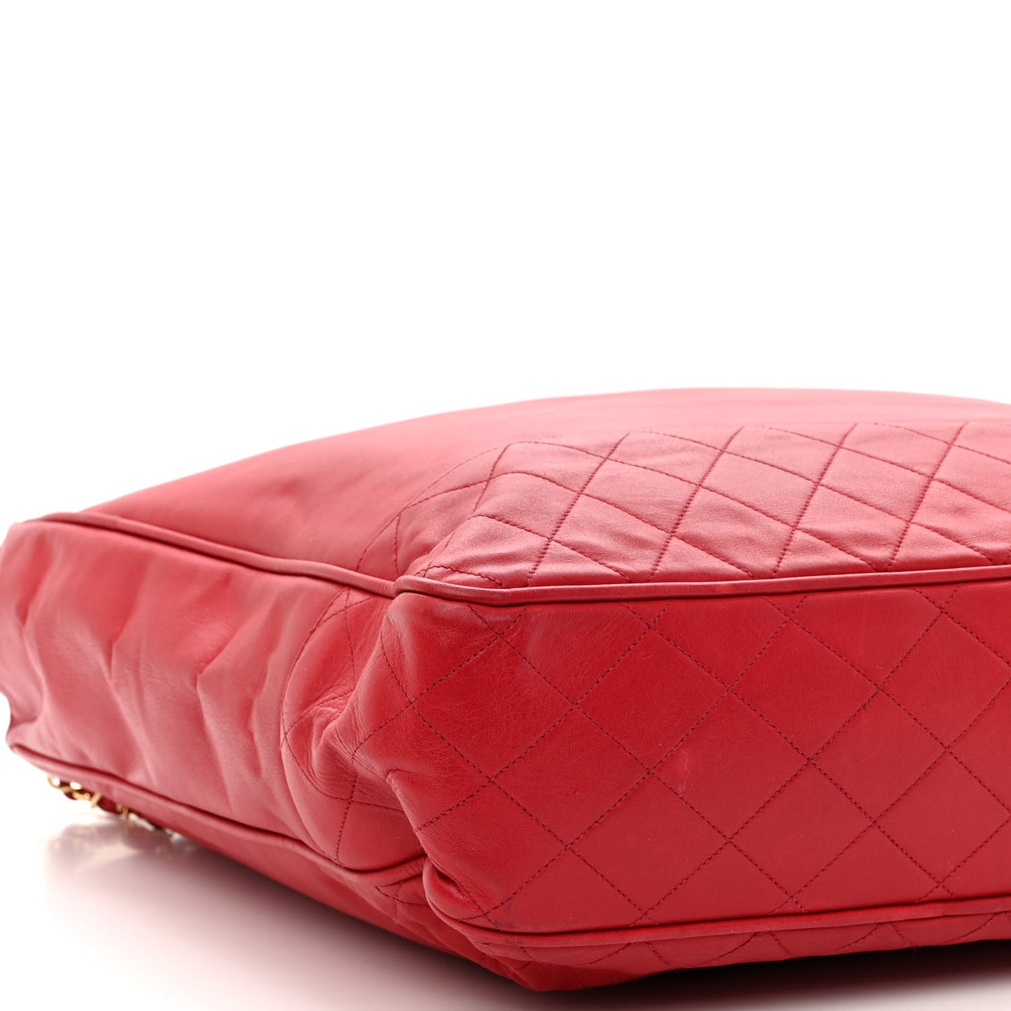 Lambskin Quilted Tote Red