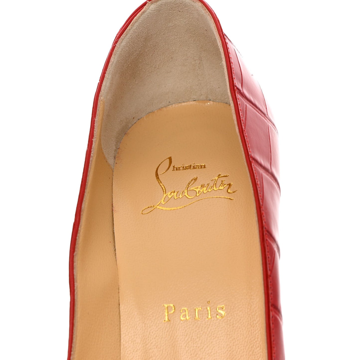 Calfskin Alligator Embossed Pigalle Follies 100 Pumps 37 Loubi