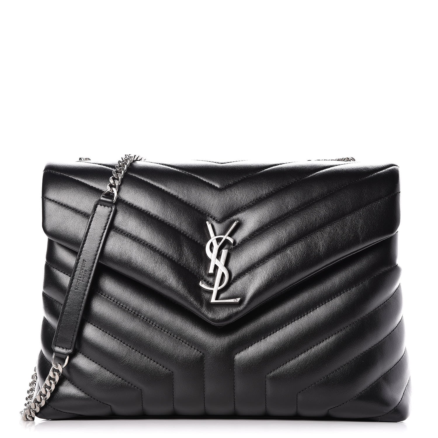 Saint Laurent Calfskin Y Quilted Monogram Medium Loulou Chain Satchel Black 1 of 10