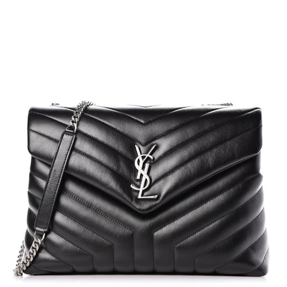 Saint Laurent Calfskin Y Quilted Monogram Medium Loulou Chain Satchel Black 1 of 10